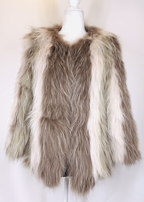 New Womens Handmade Fur Knitted Coat 0-4/XXS-XS Brown