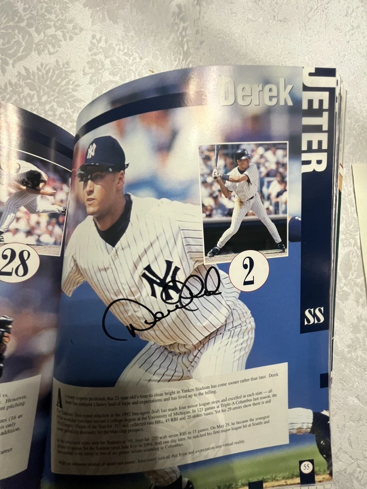 Derek Jeter Auto 1996 Yankee Yearbook ROY/World Series Champ 1 Of A Kind On eBay - Image 2 of 4