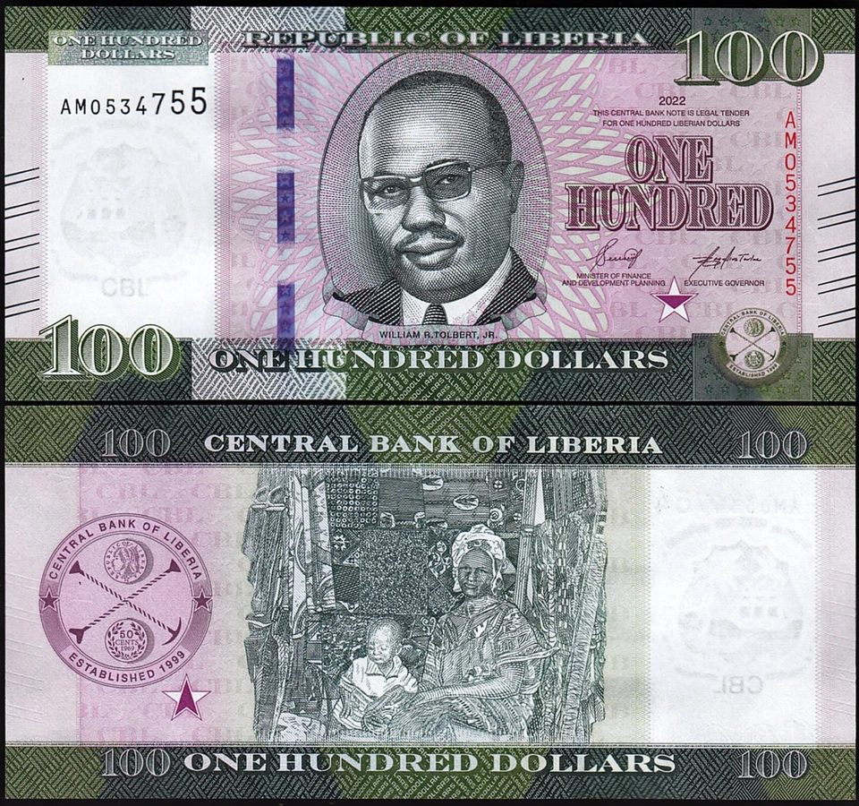 Liberia 100 Dollars 2022 2023, UNC, 20 Pcs LOT, P-New - Image 3 of 4