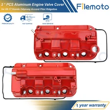 2 PCS Aluminum Engine Valve Cover for 08-17 Honda Odyssey Pilot Ridgeline Accord