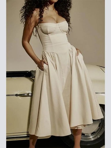 Elegant Corset Dress Sexy Strapless Pleated A-line Party Dresses for Women - Picture 8 of 35
