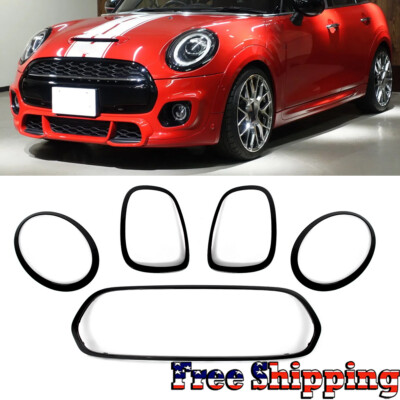 For Mini Cooper F55/F56/F57 2014-2021 Gloss Black Grill+Headlight+Taillight Trim