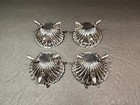 Set of 4 Antique Silver Salt Cellars - Shell Bowl set on Dolphin Feet — photo 3