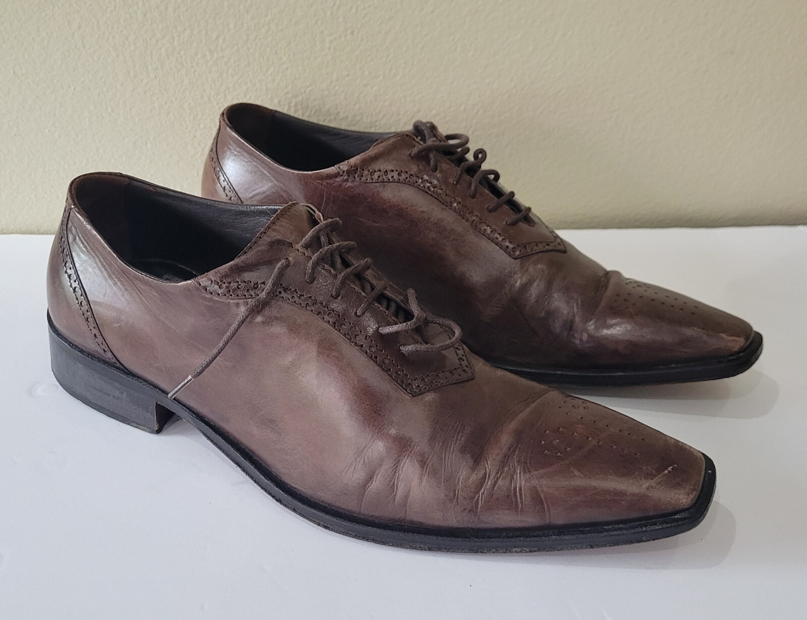 SAINT LAURENT YSL Scarpe Uomo Vintage Pelle Marrone Taglia 8 5 Made in Italy