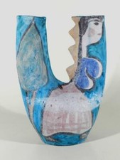 Vaso ceramica La VIETRESE Italy Sixties ° doppio vaso ° pezzo unico dipinto a mano °°