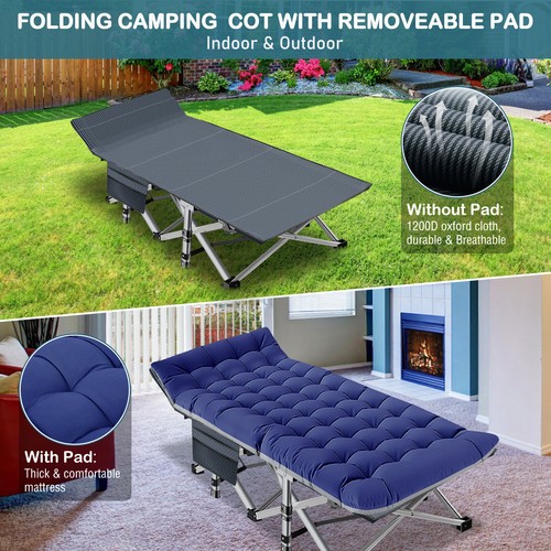 Oversized XXL Adults Folding Sleeping Cot Guest Bed Camping Portable Cots 32in - Picture 39 of 42