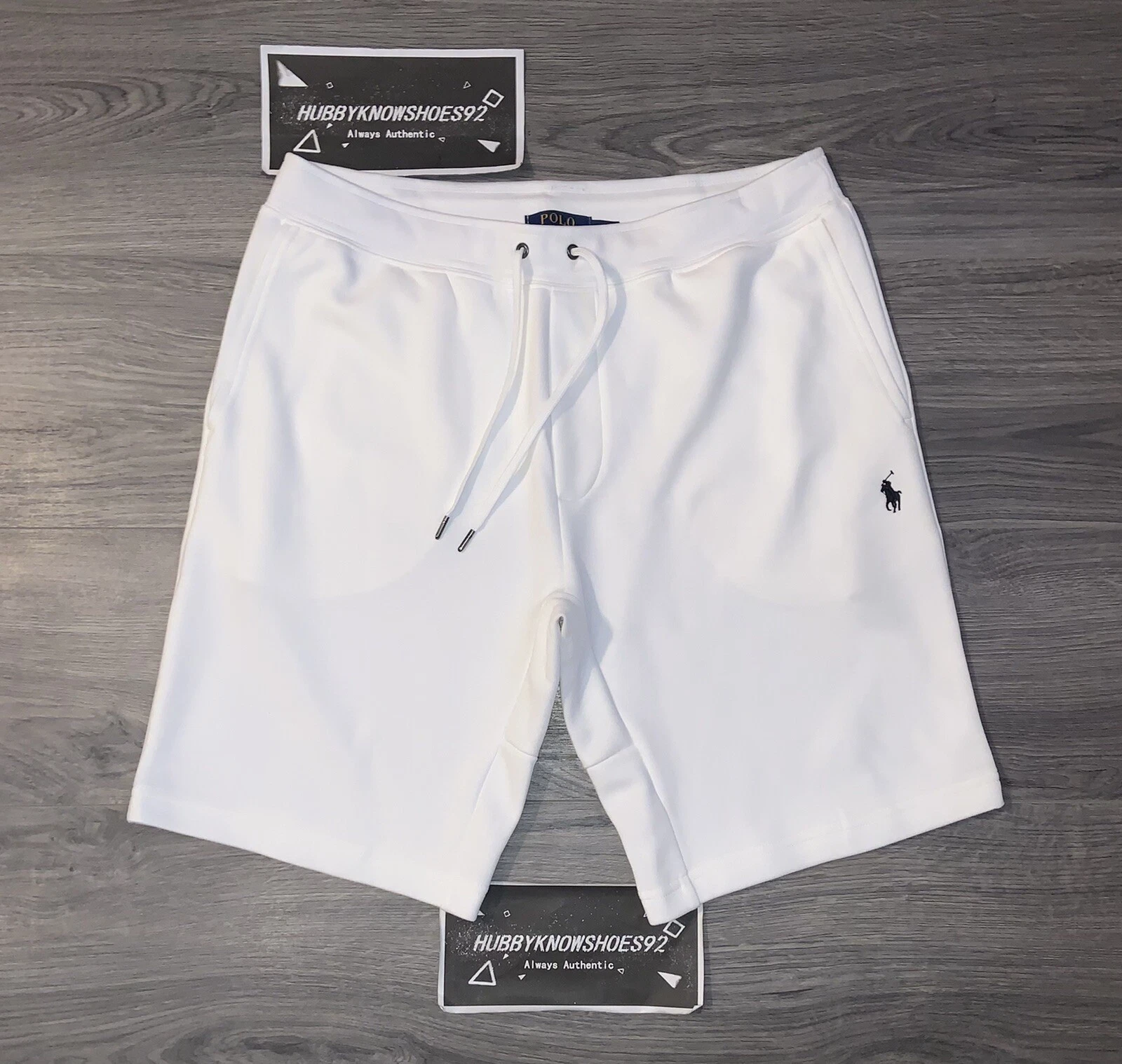 RALPH LAUREN Men's White Double Knit Tech Sweat Shorts