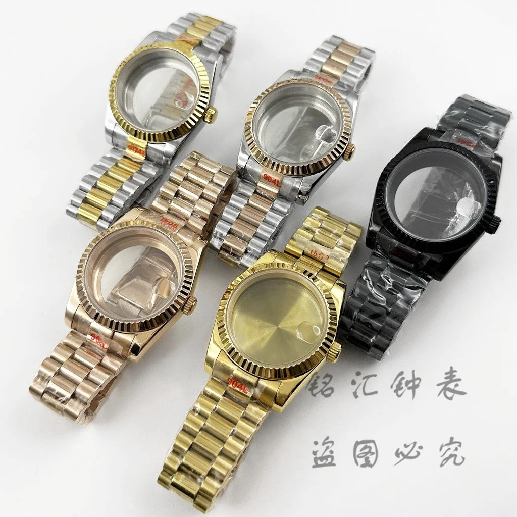 Fluted Curved 36MM/40MM Waterproof Presidential Bracelet Sapphire Watch Case