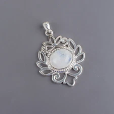 Rainbow Moonstone Gemstone Handmade 925 Sterling Silver Jewelry Pendant Gift For