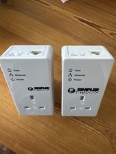 2 x Simpler Networks HP200PT64BT 200Mbps PLC Mini Passthrough Powerline Adaptor