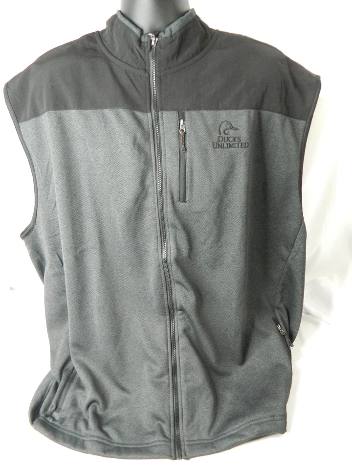 Ducks Unlimited Vest Mens 3XL Gray Black Full Zip Sleeveless Outdoor Hunting - Image 2 of 4