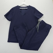 FIGS Technical Collection Navy Blue Scrub Set V-Neck Top Drawstring L FW1100