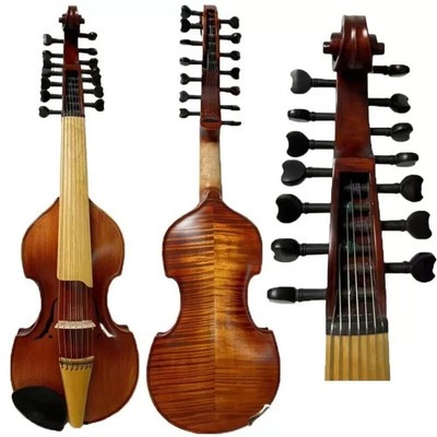 Carved Viola d' Amore, 7×7 string 16'' , 14 strings Viola hand made,Copy Medieval