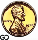 1938 Lincoln Cent Wheat Penny RED PROOF, Premium Quality Superb Gem PR++ RD