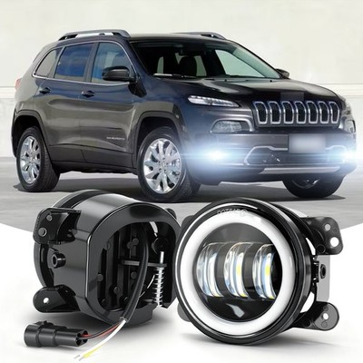 For 2014-2018 Jeep Cherokee 4'' Inch LED Fog Lights Front Bumper Driving Lamps