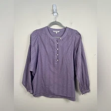 Alex Mill Top Blouse Easy Popover Swiss Dot Blouse Lavender Timeless Size M