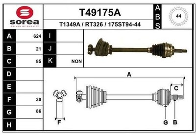 Antriebswelle Vorne Links 624Mm für Renault Twingo I C06 S06 93-12