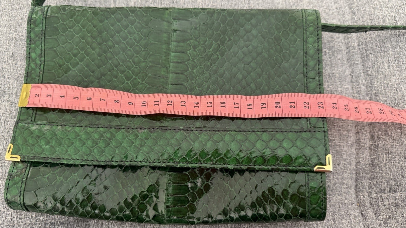 Vintage Emerald Green Python Leather Shoulder Bag… - image 18