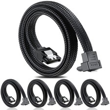 5 PCS 20 Inch SATA III 3.0 Cable 6Gbps 90 Degree Right Angle HDD SSD Data Blk