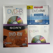Lot Memorex Sony Maxell Blank Discs 25ct Sealed 4.7GB DVD R DVD-RW 120min New