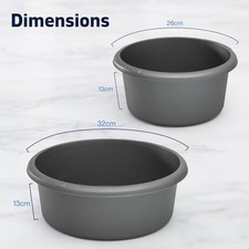 Plastic Circular Washing Up Bowl for Kitchen Basin Sink Round Small Large Bowl