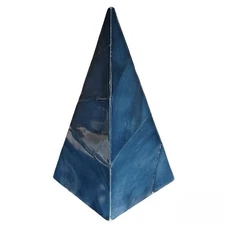 Dark Blue PYRAMID Figurine - Inlay Bohemian Eclectic Art  Deco Occult ￼￼