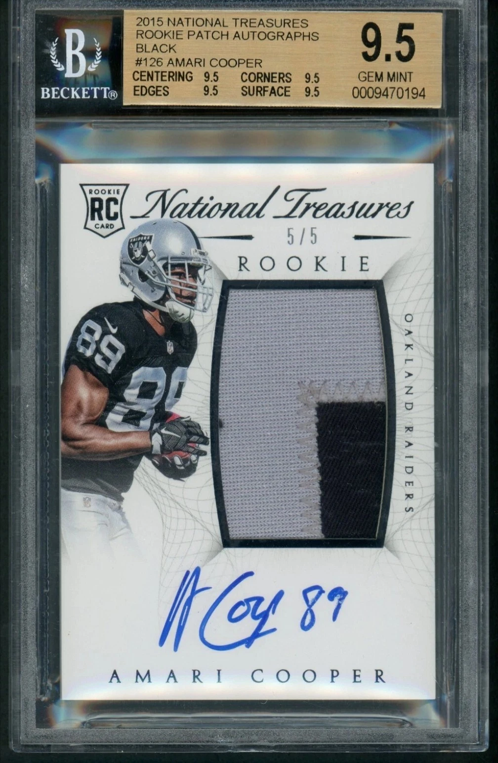 Amari Cooper Panini National Treasures #126 Autograph Patch-Black