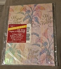 Vintage Forget Me Not Iridescent Wedding Verse GIFT WRAP 8.33 American Greetings