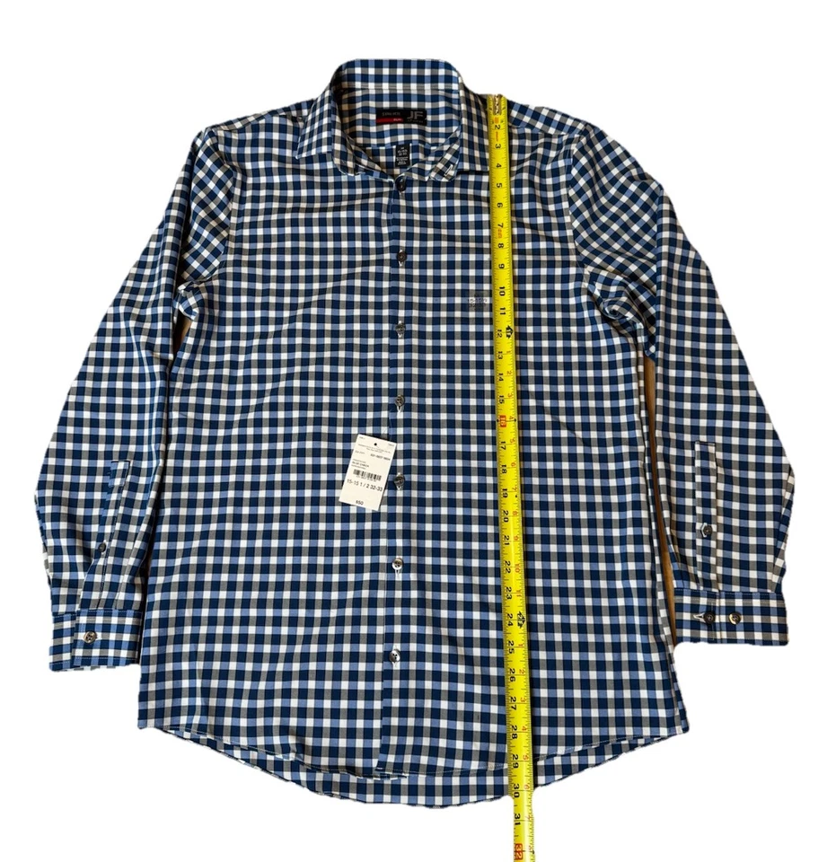 Camisa social masculina nova com etiquetas JF J. Ferrar SLIM com botões elásticos M 15-15 1/2 manga longa - Imagem 3 de 4