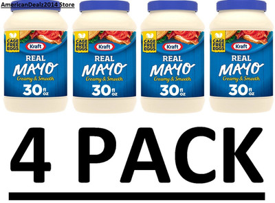 4 PACK - Kraft Creamy and Smooth Real Mayo Cage Free Eggs 30 Oz (Total 120 Oz)