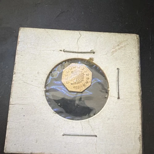 1852 Fractional Pioneer Gold Coin Octagonal Indian Head Pre-1933