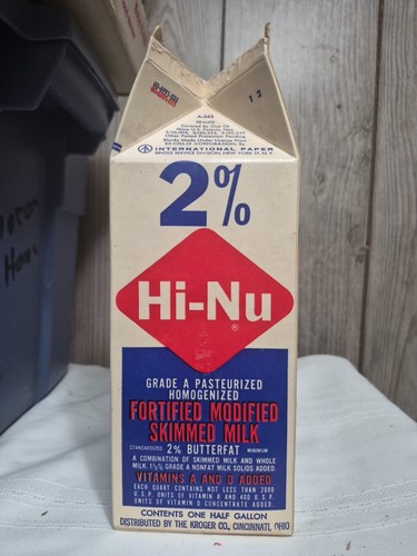 CARTON DE LAIT CARTON 1/2 GALLON : Lait écrémé modifié Hi-Nu 2% enrichi (Kroger) - Photo 5/18