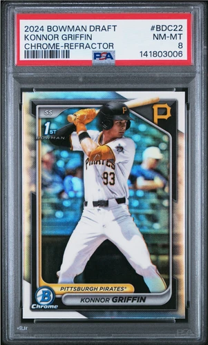 2024 BOWMAN DRAFT CHROME-REFRACTOR #BDC22 KONNOR GRIFFIN PSA 8