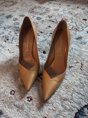 Casadei Made in Italy Gold Pointy Pumps Heels Size-6.5