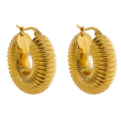 Trendy round Chunky Hoop Earrings Gold Stainless Steel Bijoux Ete Jewlery New Me