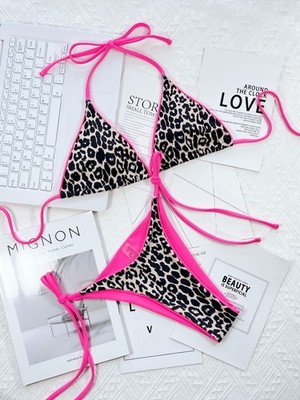 Women Shiny Sexy Brazilian G-string Thong Bikini Set High Cut Beach PoolSwimwear