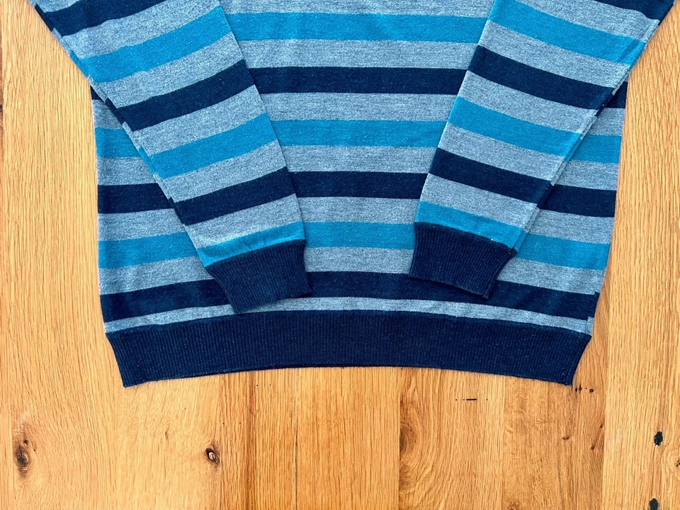 Pull Vintage Paul & Shark rayé bleu et gris - Laine - Taille XXL - Made #2000 - Photo 4/4