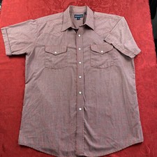 VTG 90s Panhandle Slim Western Shirt Men 17 L Plaid Short Sleeve Pearl Snap