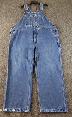 Vtg Big Smith Bib Overalls Mens 48x29 Med Wash Farm Ranch Construction Work Wear