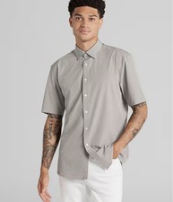 Kenneth Cole Men's Short Sleeve Button-Up Shirt Gray Size Large, NWT