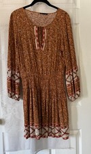American Eagle Long Sleeve Boho Peasant Print Flowy Dress Women's Medium M