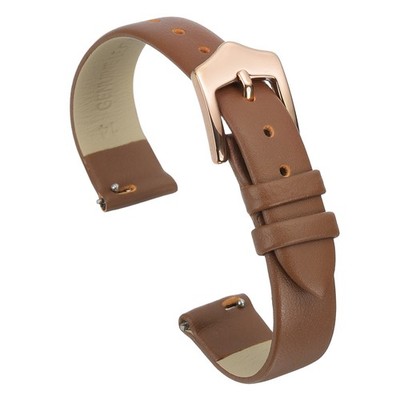 Uhrenarmband Echtleder hellbraun 14mm mit rosa Schließe Damen