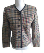 Pendleton Suit Jacket Blazer Houndstooth 100 Virgin Wool Size 6 Petite Vintage