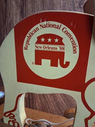 Wood Elephant Pull Toy Republican Convention 414 Of 2000 Lmt Edt 1988 Vintage - Picture 2 of 9