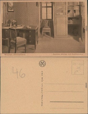 Ansichtskarte Weimar Schillerhaus - Arbeits- und Sterbezimmer 1926