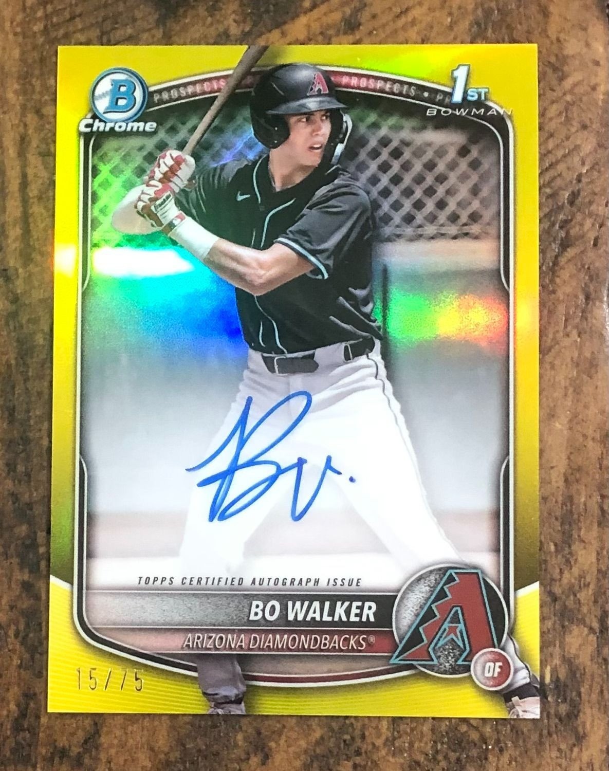 2025 Bowman Chrome Prospect Auto Yellow Refractor 15/75 Bo Walker #CPA-BWA Auto