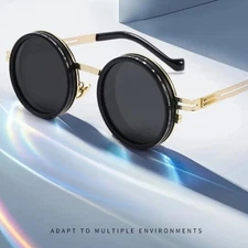 Adjustable Dimming Glasses 9 Level ND Filter Rounded Polarized Sunglasses UV400