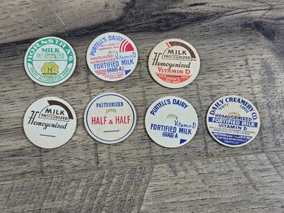 Vintage Milk Bottle Caps - Hornstras Purtells Daily Creamery Trinity + generics
