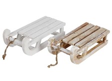 Holz Deko Schlitten Shabby Used-Look - 31 x 14,5 cm