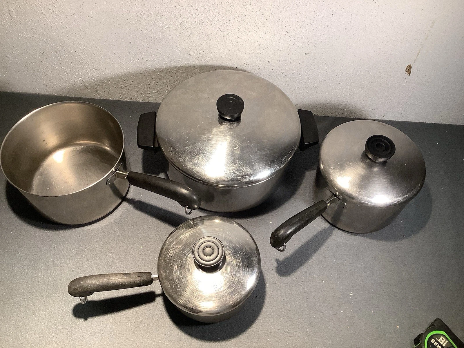 4~ 1801 Revere Ware Copper Bottom Pots /w Lids - 1~1qt, 1~2 qt, 1~2.5 qt & 1~4qt